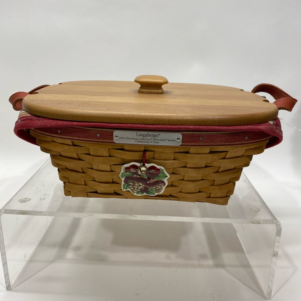 2005 Longaberger Christmas Collection Silver Bells Basket combo